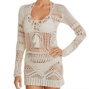 Poupette St Barth Kaia Crochet Tunic Mini Dress Cover-Up
